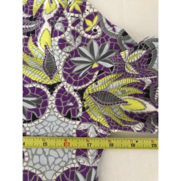 Soybu | Geometric Print Women's Size M Medium Purple 3/4 Sleeve Crew Neck - Picture 4 of 7